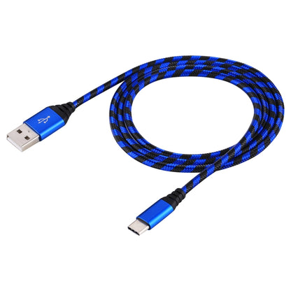 1m USB to USB-C / Type-C Nylon Weave Style Data Sync Charging Cable(Blue) by buy2fix