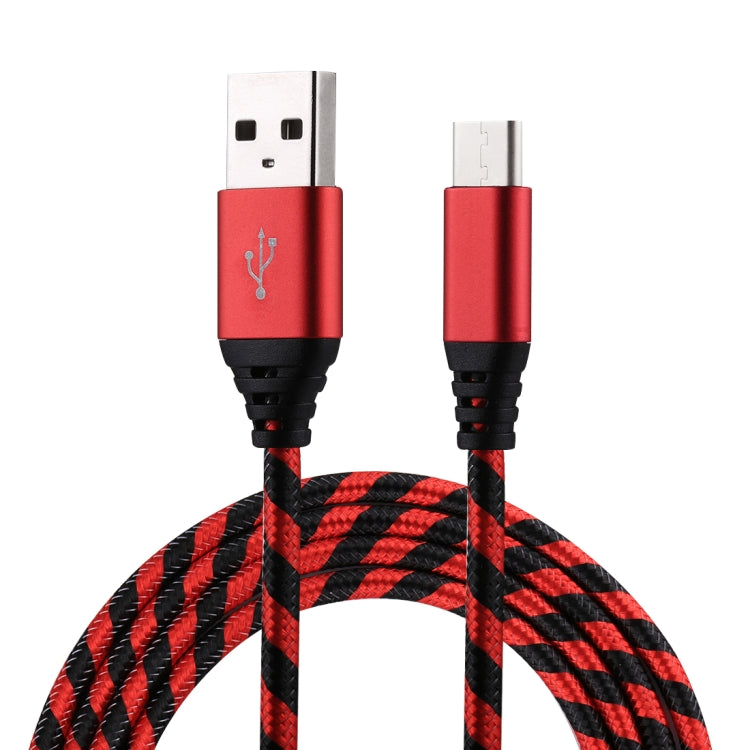 1m USB to USB-C / Type-C Nylon Weave Style Data Sync Charging Cable(Red) by buy2fix