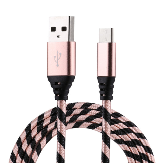 1m USB to USB-C / Type-C Nylon Weave Style Data Sync Charging Cable(Rose Gold) by buy2fix