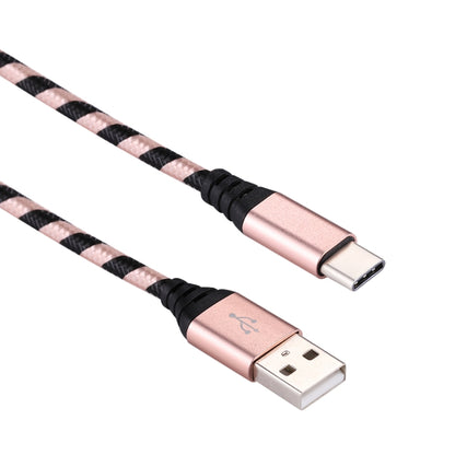 1m USB to USB-C / Type-C Nylon Weave Style Data Sync Charging Cable(Rose Gold) by buy2fix