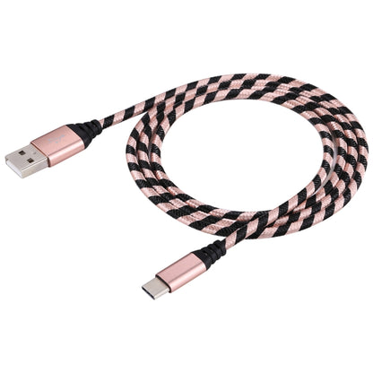 1m USB to USB-C / Type-C Nylon Weave Style Data Sync Charging Cable(Rose Gold) by buy2fix