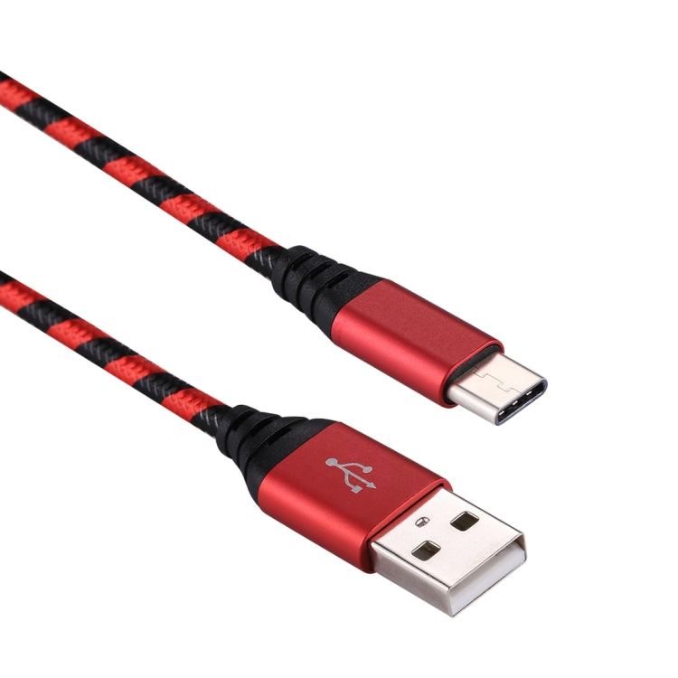 1m USB to USB-C / Type-C Nylon Weave Style Data Sync Charging Cable(Red) by buy2fix