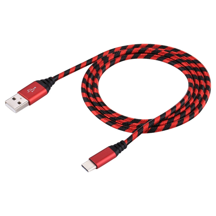 1m USB to USB-C / Type-C Nylon Weave Style Data Sync Charging Cable(Red) by buy2fix