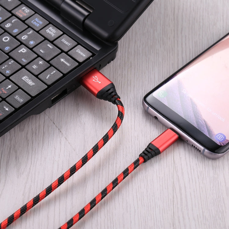 1m USB to USB-C / Type-C Nylon Weave Style Data Sync Charging Cable(Red) by buy2fix