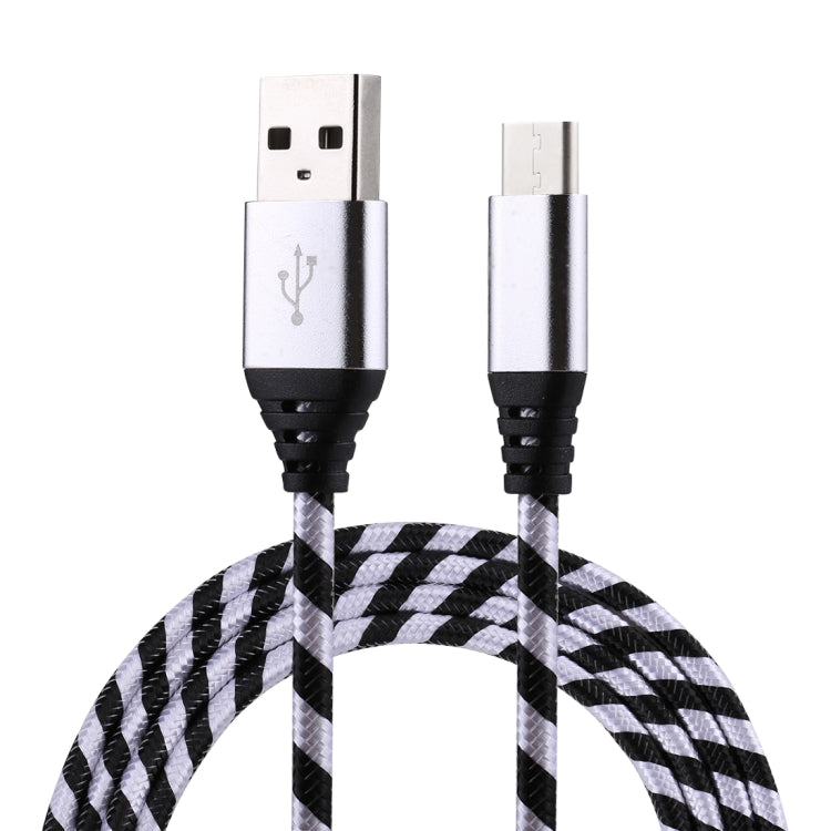 1m USB to USB-C / Type-C Nylon Weave Style Data Sync Charging Cable(Silver) by buy2fix