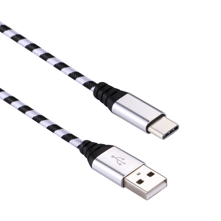 1m USB to USB-C / Type-C Nylon Weave Style Data Sync Charging Cable(Silver) by buy2fix