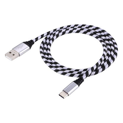 1m USB to USB-C / Type-C Nylon Weave Style Data Sync Charging Cable(Silver) by buy2fix