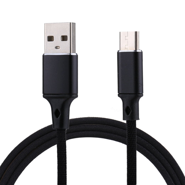 1m 2A Output USB to USB-C / Type-C Nylon Weave Style Data Sync Charging Cable(Black) by buy2fix