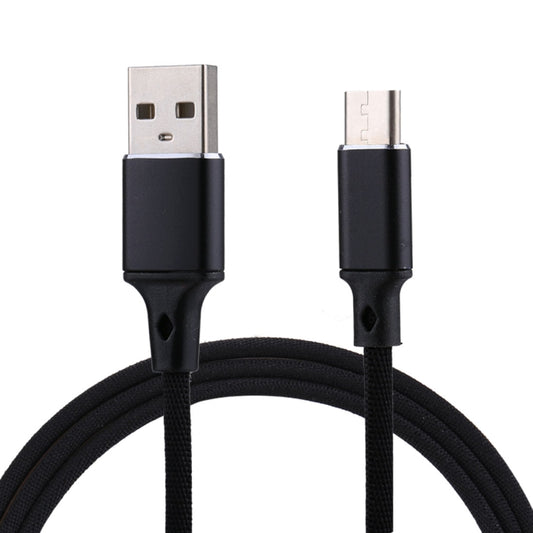 1m 2A Output USB to USB-C / Type-C Nylon Weave Style Data Sync Charging Cable(Black) by buy2fix