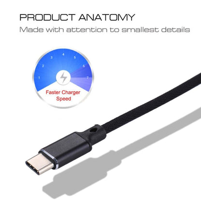1m 2A Output USB to USB-C / Type-C Nylon Weave Style Data Sync Charging Cable(Black) by buy2fix