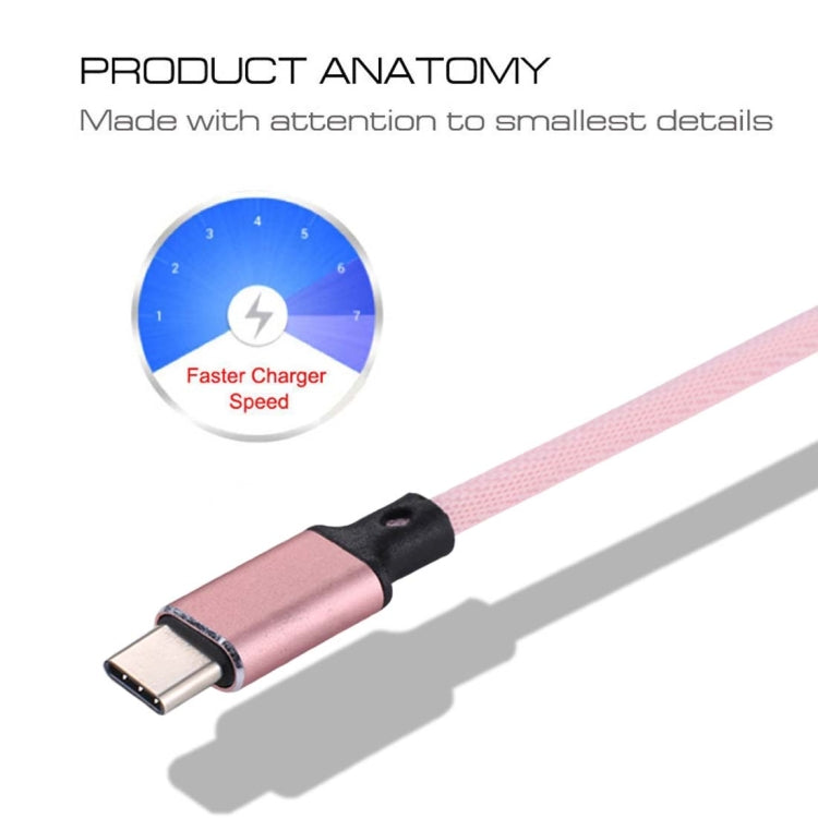 1m 2A Output USB to USB-C / Type-C Nylon Weave Style Data Sync Charging Cable(Pink) by buy2fix