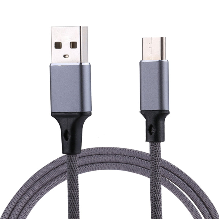 1m 2A Output USB to USB-C / Type-C Nylon Weave Style Data Sync Charging Cable(Grey) by buy2fix