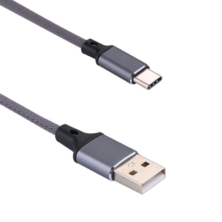 1m 2A Output USB to USB-C / Type-C Nylon Weave Style Data Sync Charging Cable(Grey) by buy2fix