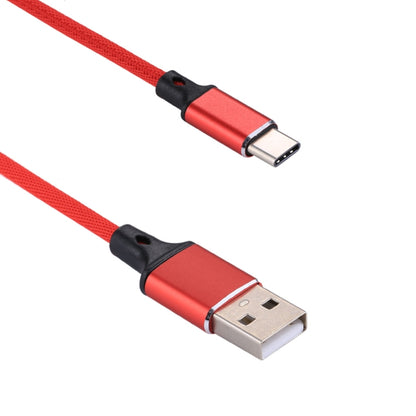 1m 2A Output USB to USB-C / Type-C Nylon Weave Style Data Sync Charging Cable(Red) by buy2fix
