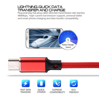1m 2A Output USB to USB-C / Type-C Nylon Weave Style Data Sync Charging Cable(Red) by buy2fix