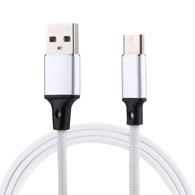1m 2A Output USB to USB-C / Type-C Nylon Weave Style Data Sync Charging Cable(White) by buy2fix