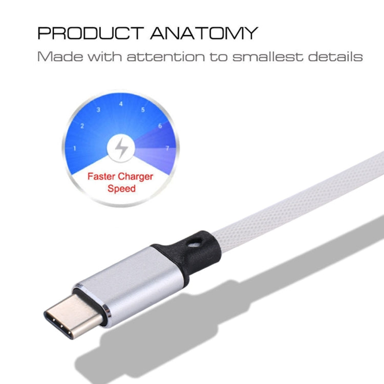 1m 2A Output USB to USB-C / Type-C Nylon Weave Style Data Sync Charging Cable(White) by buy2fix