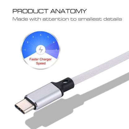 1m 2A Output USB to USB-C / Type-C Nylon Weave Style Data Sync Charging Cable(White) by buy2fix