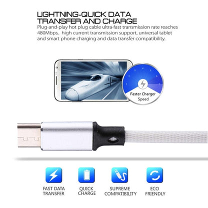 1m 2A Output USB to USB-C / Type-C Nylon Weave Style Data Sync Charging Cable(White) by buy2fix