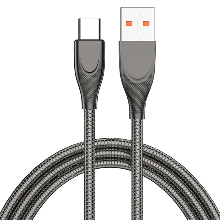 ADC-009 USB to USB-C / Type-C Zinc Alloy Hose Fast Charging Data Cable, Cable Length: 1m (Gun Metal) by buy2fix