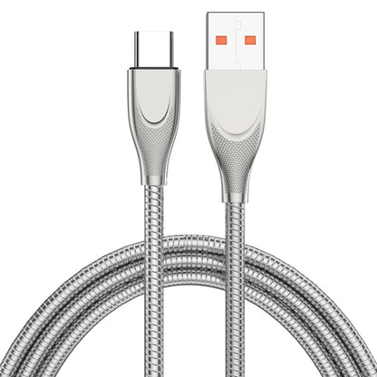ADC-009 USB to USB-C / Type-C Zinc Alloy Hose Fast Charging Data Cable, Cable Length: 1m (Silver) by buy2fix