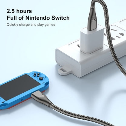 ADC-009 USB to USB-C / Type-C Zinc Alloy Hose Fast Charging Data Cable, Cable Length: 1m (Gun Metal) by buy2fix