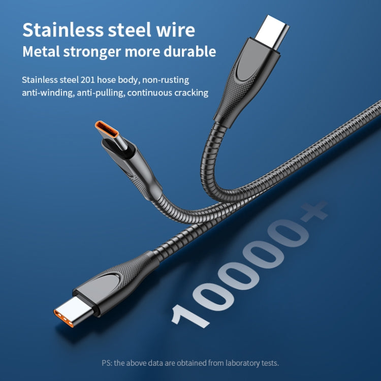 ADC-009 USB to USB-C / Type-C Zinc Alloy Hose Fast Charging Data Cable, Cable Length: 1m (Silver) by buy2fix