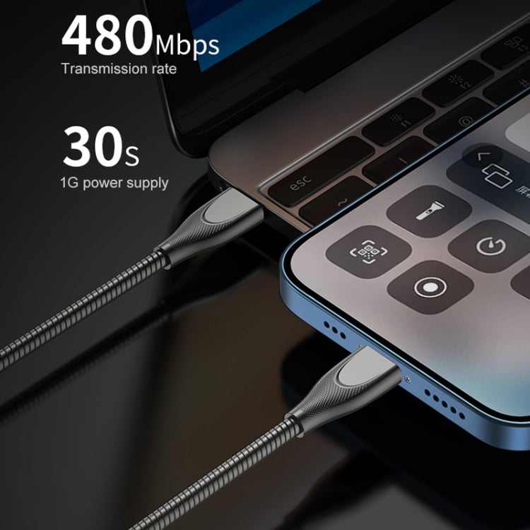 ADC-009 USB to USB-C / Type-C Zinc Alloy Hose Fast Charging Data Cable, Cable Length: 1m (Gun Metal) by buy2fix