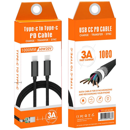 60W PD USB-C / Type-C Male to USB-C / Type-C Male Braided Data Cable, Cable Length: 1m by buy2fix