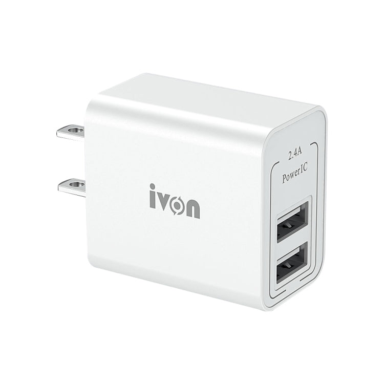 IVON AD36 12W 2.4A Dual USB Port Travel Charger, US Plug - USB Charger by IVON | Online Shopping UK | buy2fix