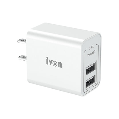 IVON AD36 12W 2.4A Dual USB Port Travel Charger, US Plug - USB Charger by IVON | Online Shopping UK | buy2fix