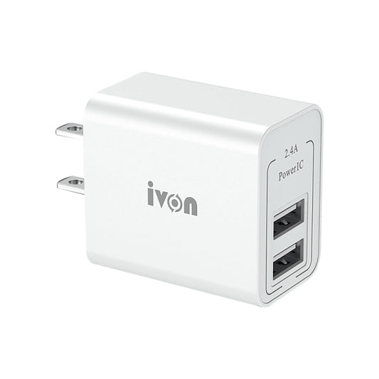 IVON AD36 12W 2.4A Dual USB Port Travel Charger, US Plug - USB Charger by IVON | Online Shopping UK | buy2fix