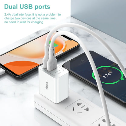 IVON AD36 12W 2.4A Dual USB Port Travel Charger, US Plug - USB Charger by IVON | Online Shopping UK | buy2fix