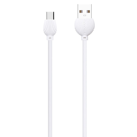awei CL-62 2 in 1 2.5A USB-C / Type-C Charging + Transmission Aluminum Alloy Double-sided Insertion Data Cable, Length: 1m (White)