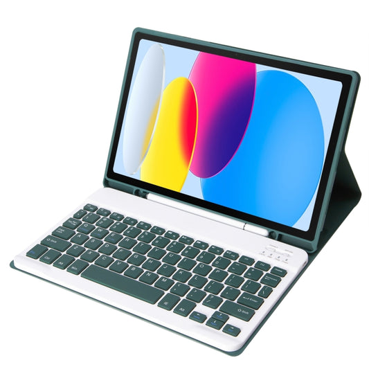 For iPad 11 2025 / 10th Gen 10.9 2022 A10B Lambskin Texture Ultra-thin Bluetooth Keyboard Leather Tablet Case with Pen Slot(Dark Green) - Universal by buy2fix | Online Shopping UK | buy2fix