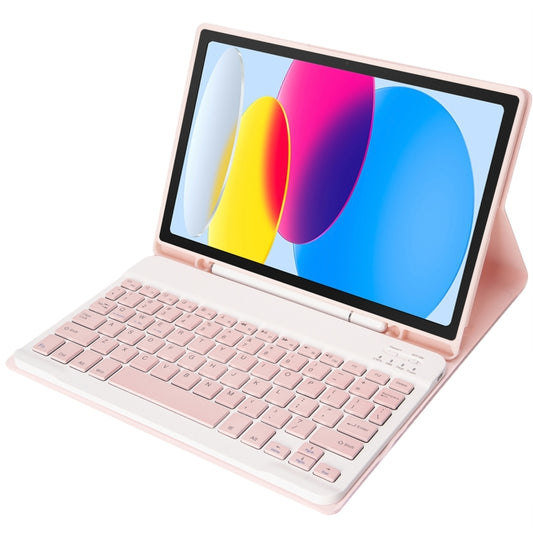 For iPad 11 2025 / 10th Gen 10.9 2022 A10B Lambskin Texture Ultra-thin Bluetooth Keyboard Leather Tablet Case with Pen Slot(Pink) - Universal by buy2fix | Online Shopping UK | buy2fix