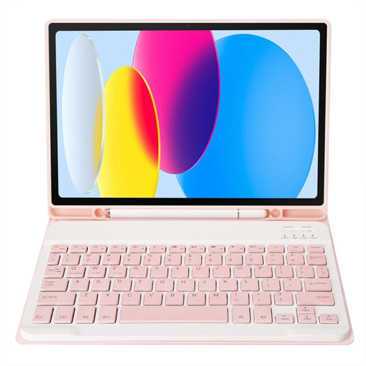 For iPad 11 2025 / 10th Gen 10.9 2022 A10B Lambskin Texture Ultra-thin Bluetooth Keyboard Leather Tablet Case with Pen Slot(Pink) - Universal by buy2fix | Online Shopping UK | buy2fix