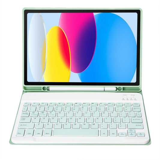 For iPad 11 2025 / 10th Gen 10.9 2022 A10B Lambskin Texture Ultra-thin Bluetooth Keyboard Leather Tablet Case with Pen Slot(Green) - Universal by buy2fix | Online Shopping UK | buy2fix