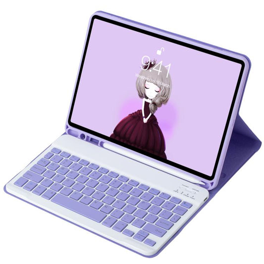 For iPad 11 2025 / 10th Gen 10.9 2022 A10B Lambskin Texture Ultra-thin Bluetooth Keyboard Leather Tablet Case with Pen Slot (Lavender Purple) - Universal by buy2fix | Online Shopping UK | buy2fix