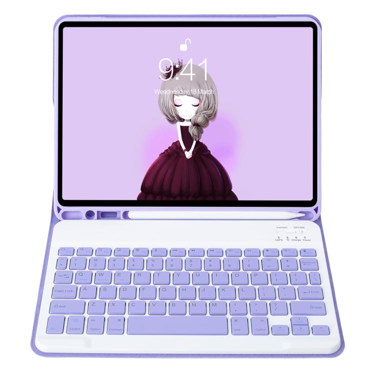 For iPad 11 2025 / 10th Gen 10.9 2022 A10B Lambskin Texture Ultra-thin Bluetooth Keyboard Leather Tablet Case with Pen Slot (Lavender Purple) - Universal by buy2fix | Online Shopping UK | buy2fix