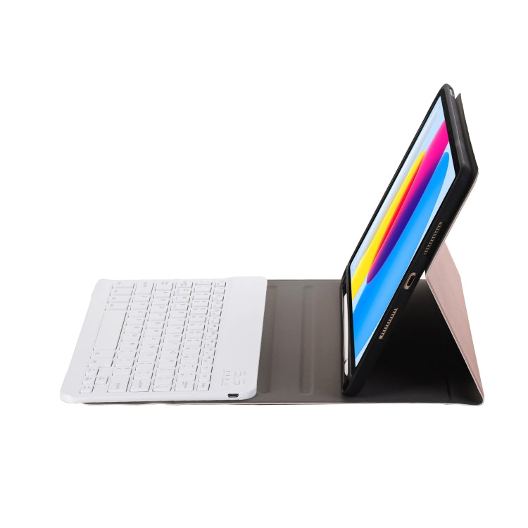 For iPad 11 2025 / 10th Gen 10.9 2022 A10B Lambskin Texture Ultra-thin Bluetooth Keyboard Leather Tablet Case with Pen Slot(Rose Gold) - Universal by buy2fix | Online Shopping UK | buy2fix