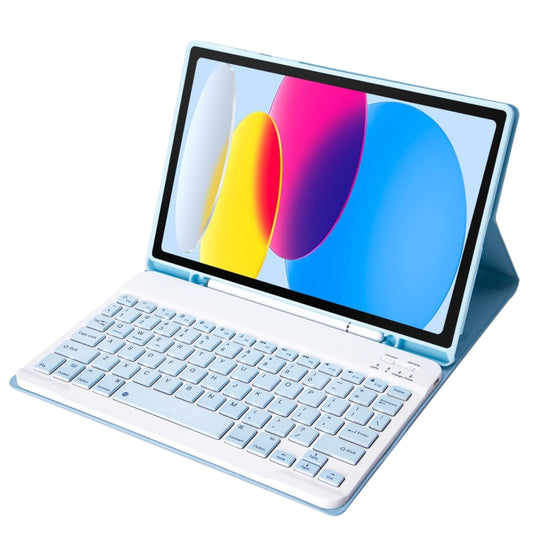 For iPad 11 2025 / 10th Gen 10.9 2022 A10B Lambskin Texture Ultra-thin Bluetooth Keyboard Leather Tablet Case with Pen Slot(Baby Blue) - Universal by buy2fix | Online Shopping UK | buy2fix