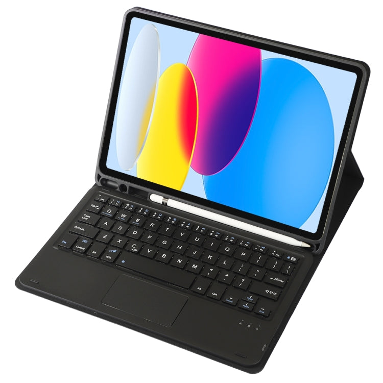For iPad 11 2025 / 10th Gen 10.9 2022 A10B-A Lambskin Texture Bluetooth Touch Keyboard Leather Tablet Case with Pen Slot(Black) - Universal by buy2fix | Online Shopping UK | buy2fix