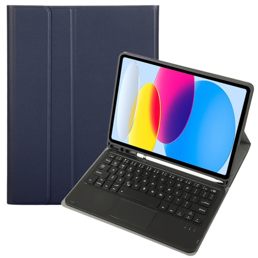 For iPad 11 2025 / 10th Gen 10.9 2022 A10B-A Lambskin Texture Bluetooth Touch Keyboard Leather Tablet Case with Pen Slot(Dark Blue) - Universal by buy2fix | Online Shopping UK | buy2fix