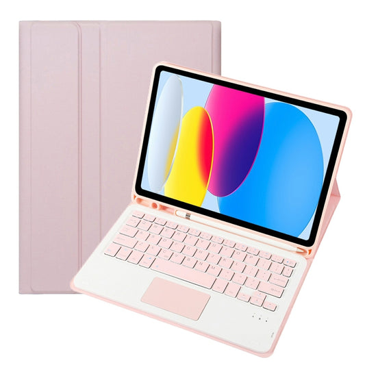For iPad 11 2025 / 10th Gen 10.9 2022 A10B-A Lambskin Texture Bluetooth Touch Keyboard Leather Tablet Case with Pen Slot (Pink) - Universal by buy2fix | Online Shopping UK | buy2fix