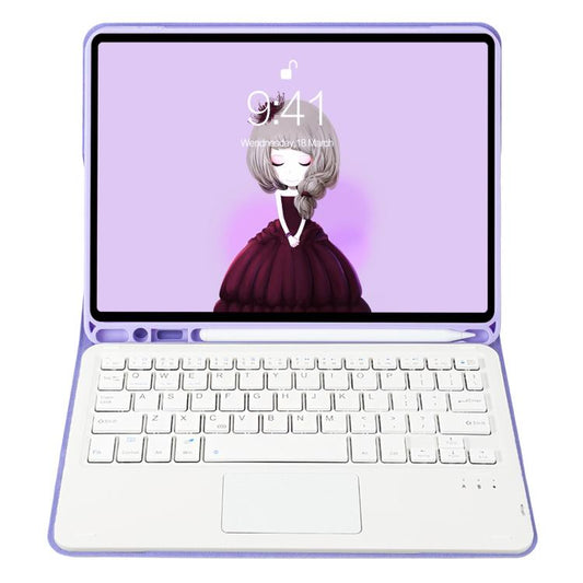 For iPad 11 2025 / 10th Gen 10.9 2022 A10B-A Lambskin Texture Bluetooth Touch Keyboard Leather Tablet Case with Pen Slot (Lavender Purple) - Universal by buy2fix | Online Shopping UK | buy2fix