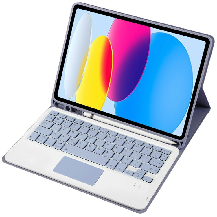 For iPad 11 2025 / 10th Gen 10.9 2022 A10B-A Lambskin Texture Bluetooth Touch Keyboard Leather Tablet Case with Pen Slot (Purple) - Universal by buy2fix | Online Shopping UK | buy2fix