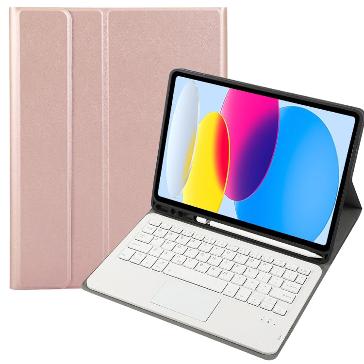 For iPad 11 2025 / 10th Gen 10.9 2022 A10B-A Lambskin Texture Bluetooth Touch Keyboard Leather Tablet Case with Pen Slot(Rose Gold) - Universal by buy2fix | Online Shopping UK | buy2fix