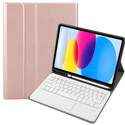 For iPad 11 2025 / 10th Gen 10.9 2022 A10B-A Lambskin Texture Bluetooth Touch Keyboard Leather Tablet Case with Pen Slot(Rose Gold) - Universal by buy2fix | Online Shopping UK | buy2fix