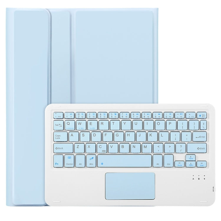 For iPad 11 2025 / 10th Gen 10.9 2022 A10B-A Lambskin Texture Bluetooth Touch Keyboard Leather Tablet Case with Pen Slot (Baby Blue) - Universal by buy2fix | Online Shopping UK | buy2fix